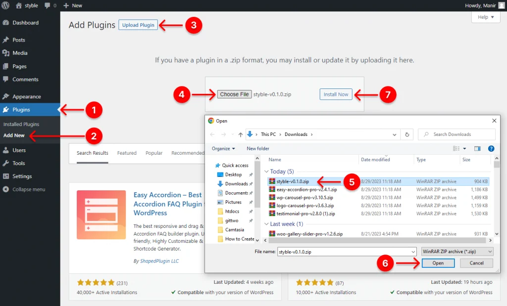 Steps to install Styble Gutenberg block bundle plugin