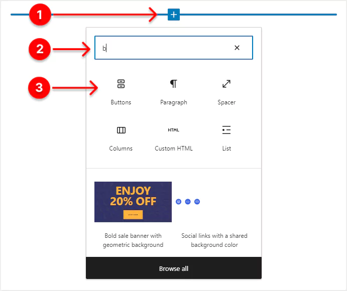 Gutenberg block to add a button in WordPress