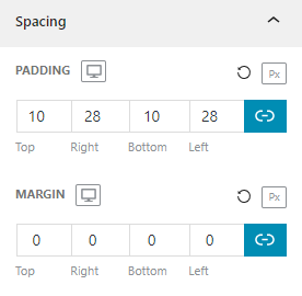 custom button padding and margin