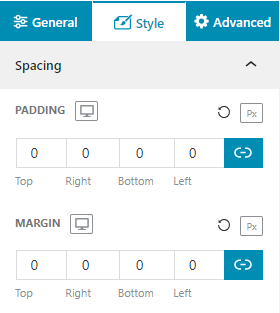 button section padding and margin